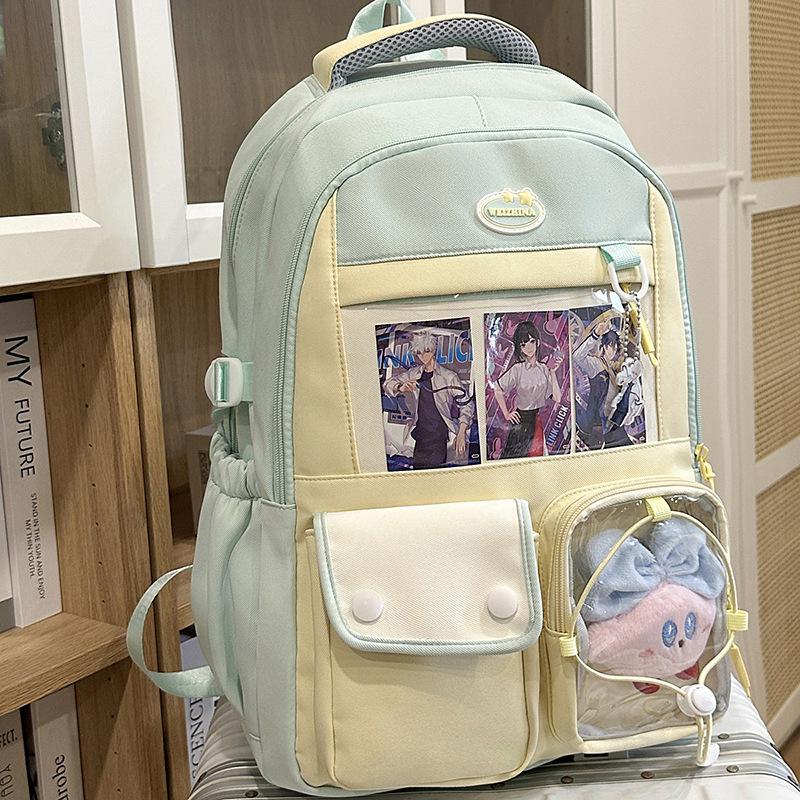 Schoolbag College Style Contrast Color Junior High School Student Large Capacity School Bag Female High School Student Small Fresh Backpack Cute Girl