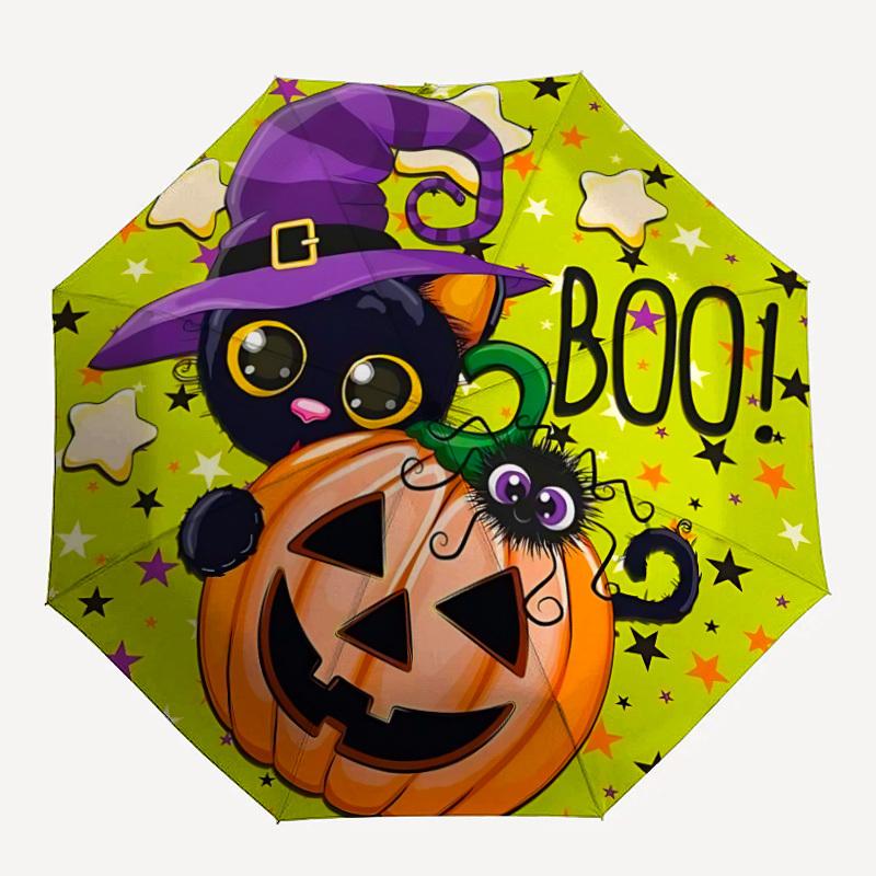 

1pc Halloween Pumpkin Automatic Folding Umbrella, Sturdy And Durable Automatic Folding Umbrella with 8 Ribs, Convenient for Outdoor Use100
