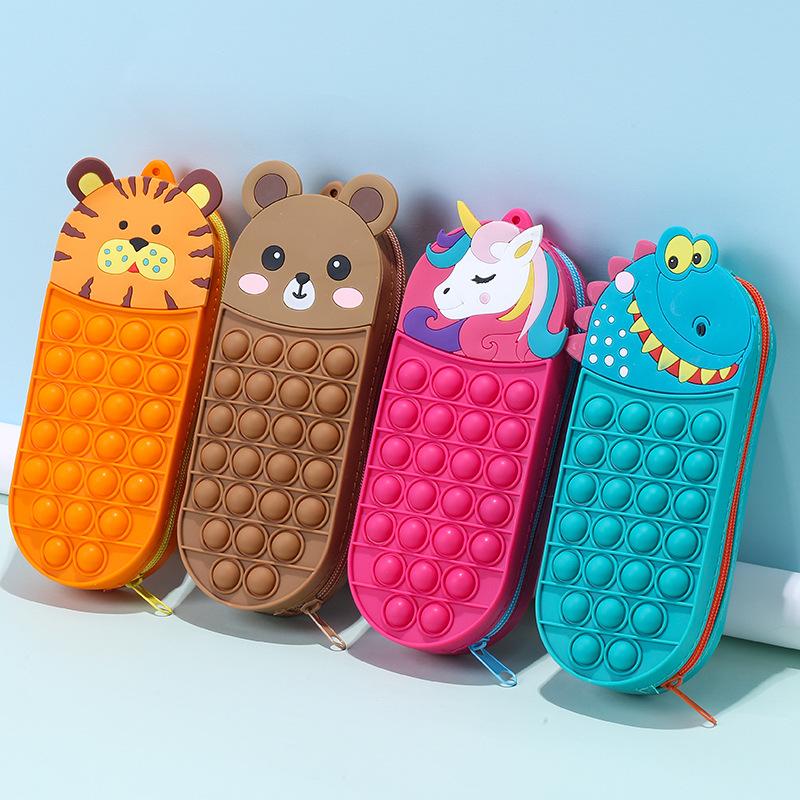Cartoon Unicorn Pencil Case - Press And Squeeze For Relaxation, Large Capacity Pencil Box, Children's Cute Stationery Bag