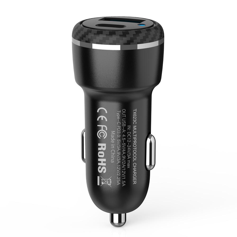 Universal Fast Car Charger: Type-C QC3.0 & PD 20W for Samsung, Apple, and Android Devices