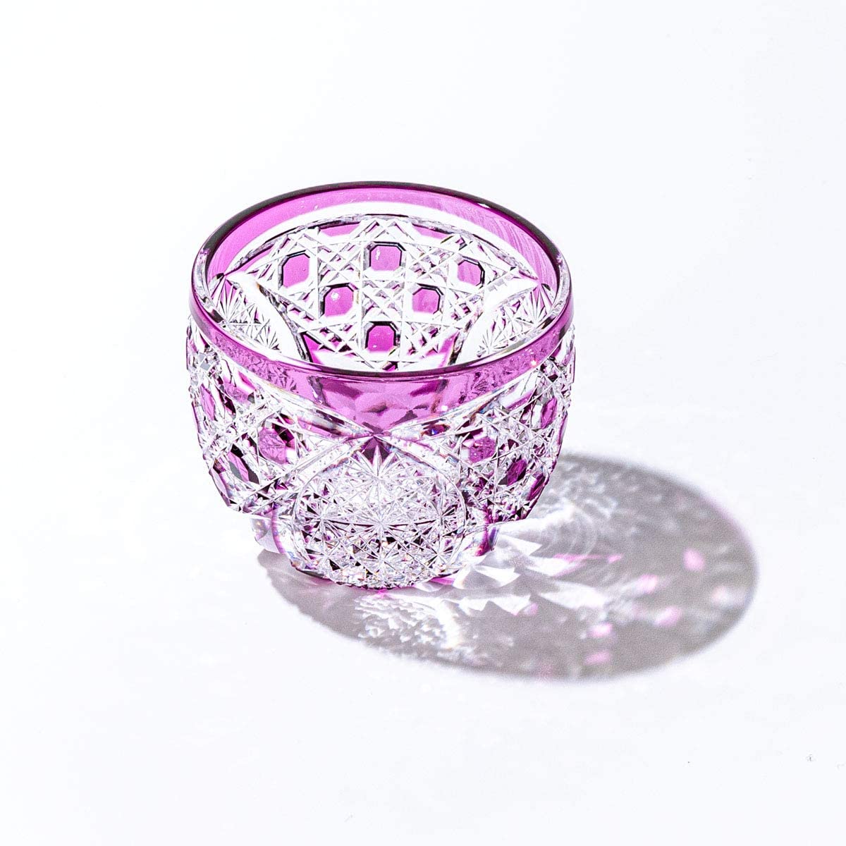 

Kobo Official Direct Crystal Edo соединение хризантемы и чашки для сакэ павловния, сделано в Японии [Taimuro Sales] Кирико, узор «корзинка-глаз», (пурпурный)