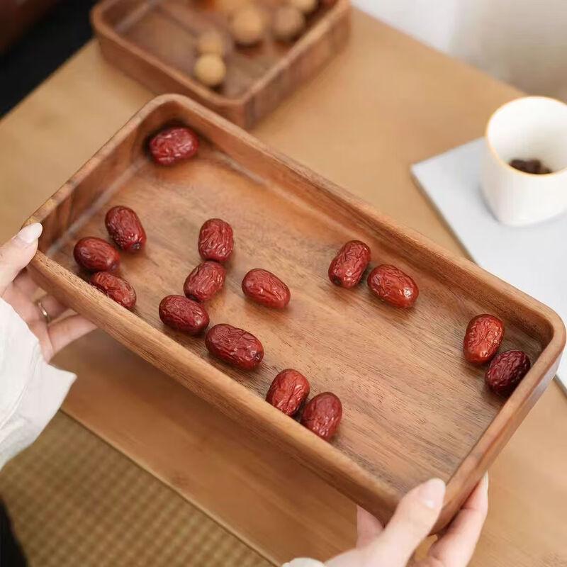 Ru Han Japanese Style Solid Walnut Wood Round Dessert Plate