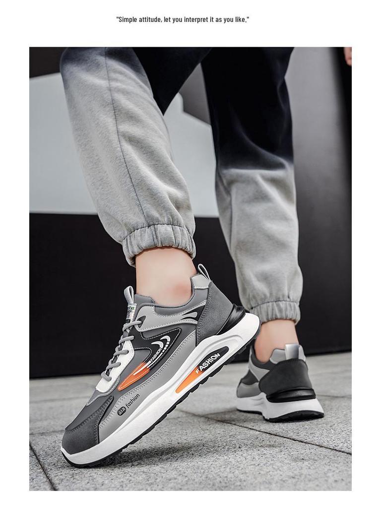 Men's Waterproof Leather Sneakers - Trendy, Versatile, Non-Slip, Soft Sole Casual Running Shoes for Fall