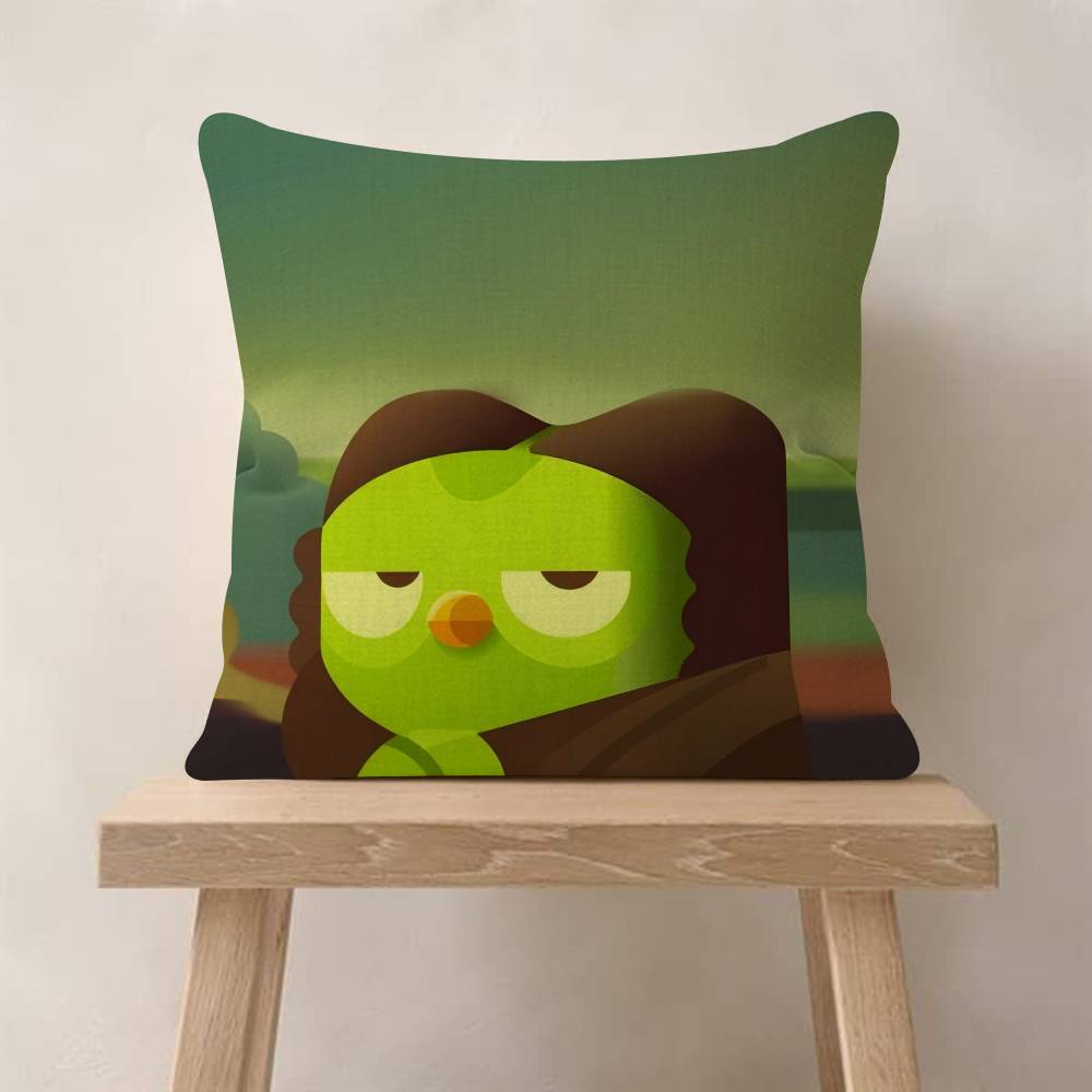 Popular D-Duolingo Owl D-Duo Personalized Picture Text Home Decorative Pillows Household Gifts 45X45Cm