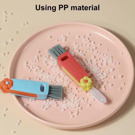 Cleaning Brush 3 In 1 Flower Shape Soft Bristles Stubborn Stain Removal Spiral Cup Mouth Cleaner Rotatable Foldable Multifunctional Cup Brush