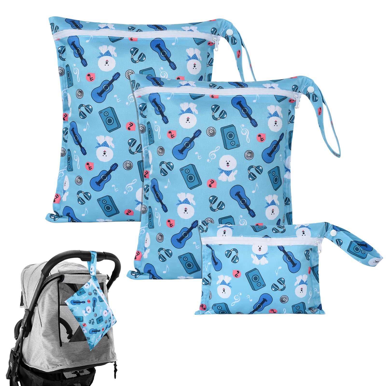 

OTraki Diaper Tote Waterproof Swimsuit Oxford Cloth Stroller Large Baby Change of Wet Waterproof Perfect for Hot and Travel 3-Piece Set Pouch, Bag,