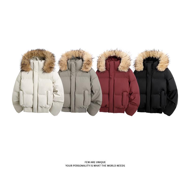 Men's Winter Retro Cotton Jacket with Detachable Fur Collar - Thick and Trendy Outerwear