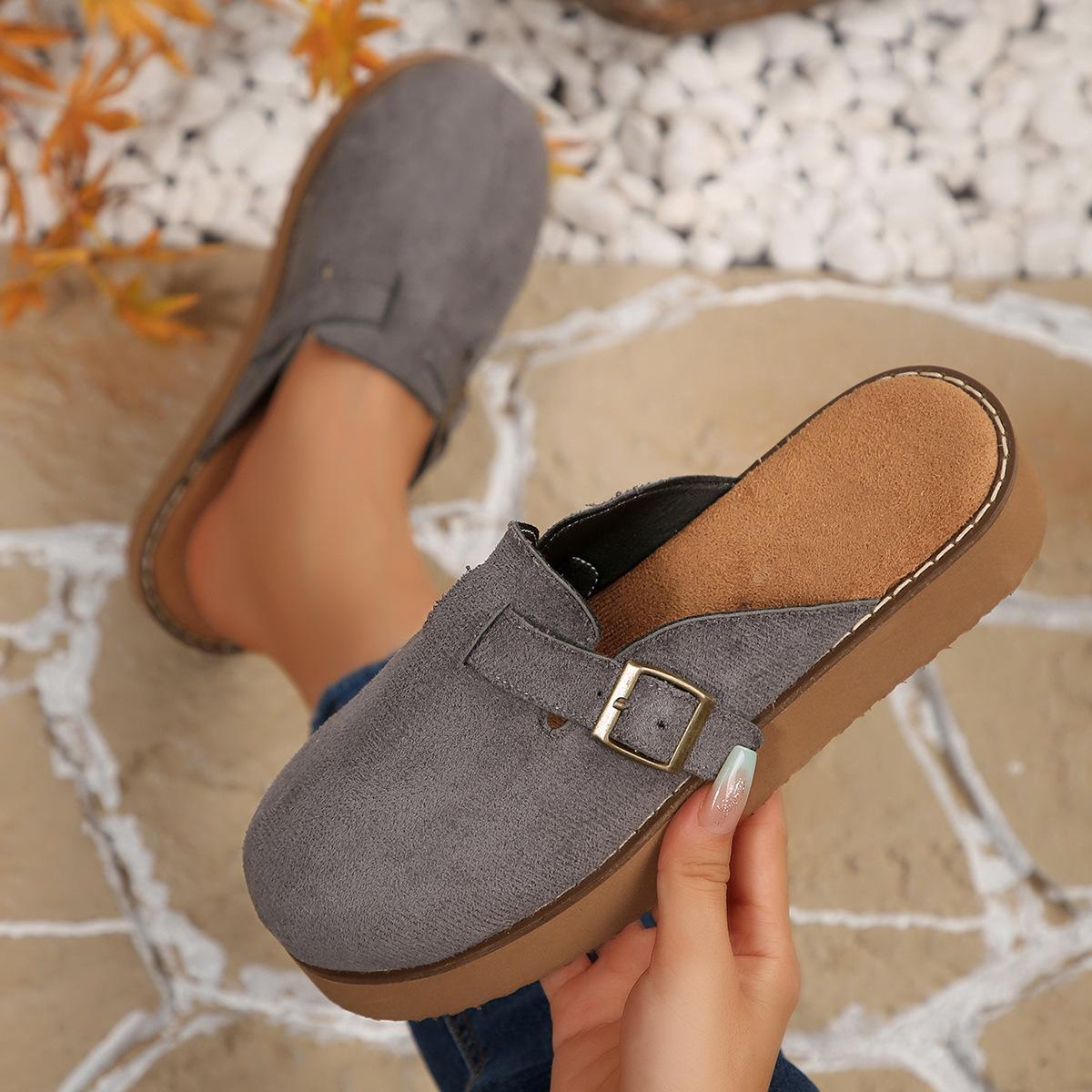 

Действительно дышащие толстоподошвенные увеличивающие рост универсальные тапочки с закрытым носком 2025 осень новая обувь женские популярные полушлепки женские туфли тапочки 43