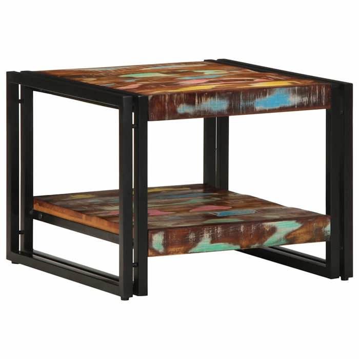 VidaXL Table basse multicolore 50x50x38 cm bois de récupération massif, table latérale, table de salon, table d'accent, bout 4102723