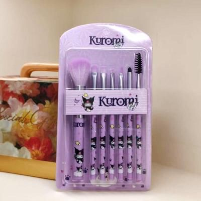 Kuromi 7-Piece Cartoon Makeup Brush Set - Foundation & Lip Tools
