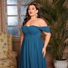 New large-size women's evening dress, long dress with split ends, high waist and thin, elegant and sexy long European and American dress women