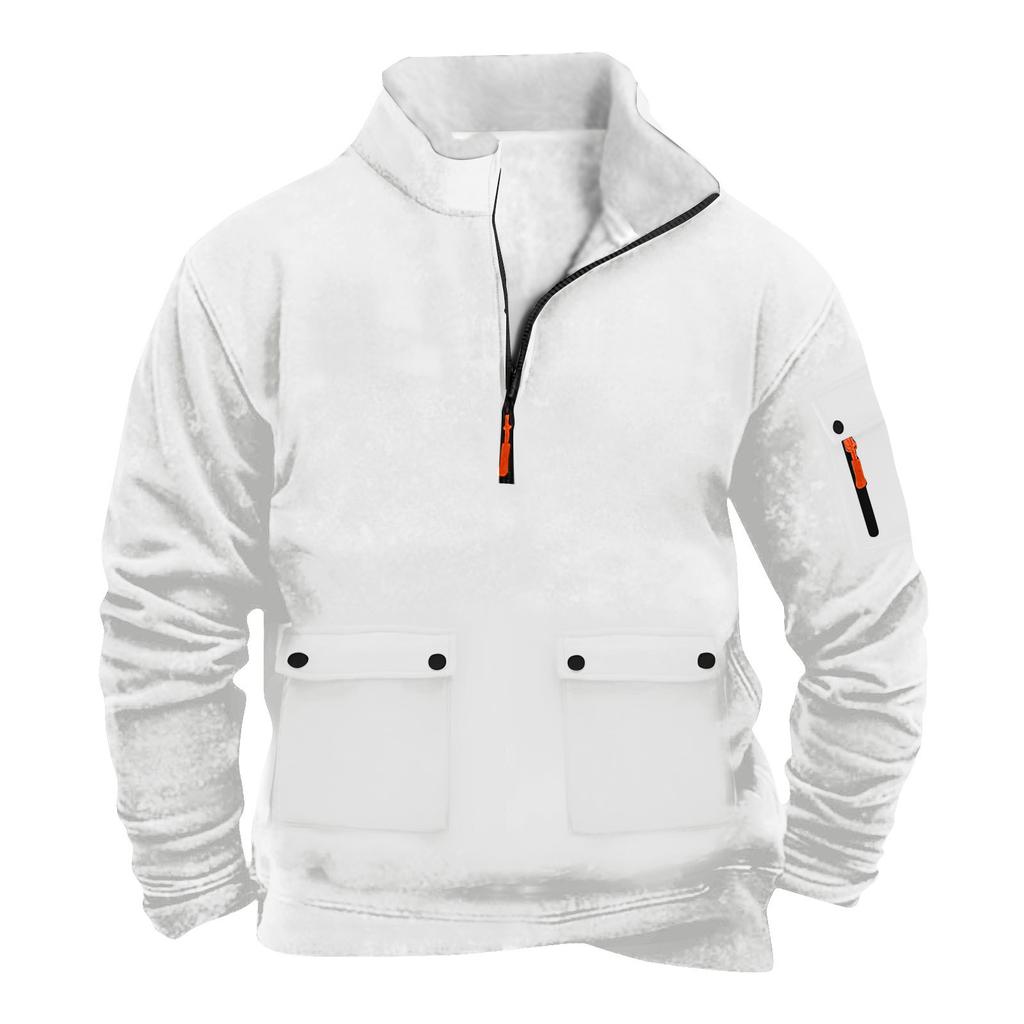 Sudadera de Media Cremallera con Bolsillo con Cremallera para Hombre Sudadera Casual Deportiva de Talla Grande para Hombre