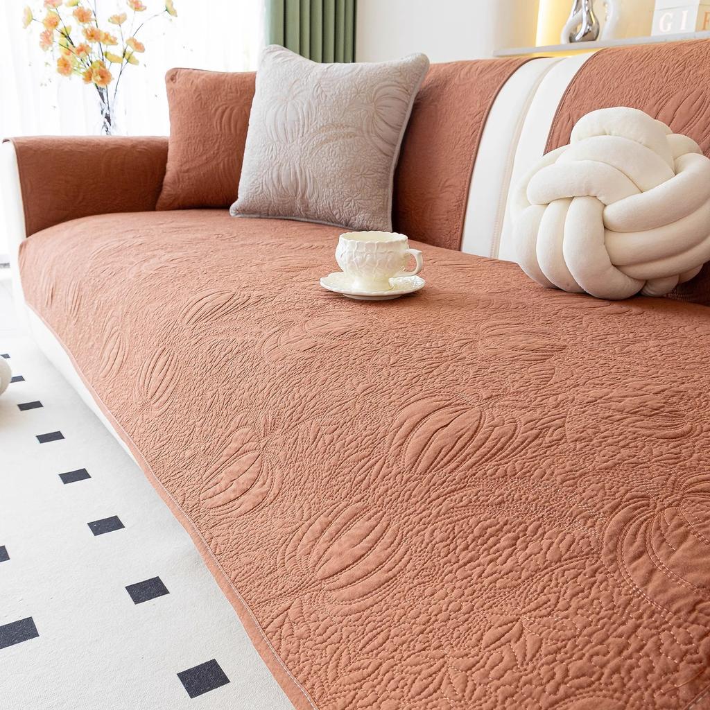 Baumwoll-Sofakissen Universalstoff Rutschfester Sofabezug Creme Wind Wohnzimmer Gerade Reihe Sofasitzkissen Sommer