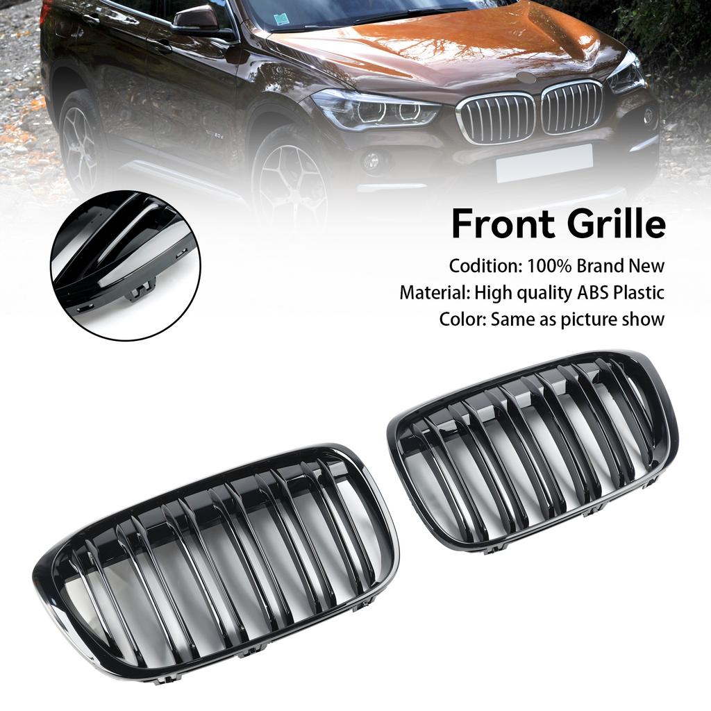 2 PEÇAS Preto Brilhante Grelha Dianteira Rim Grelha Ajuste BMW X1 F48 F49 2016-2019