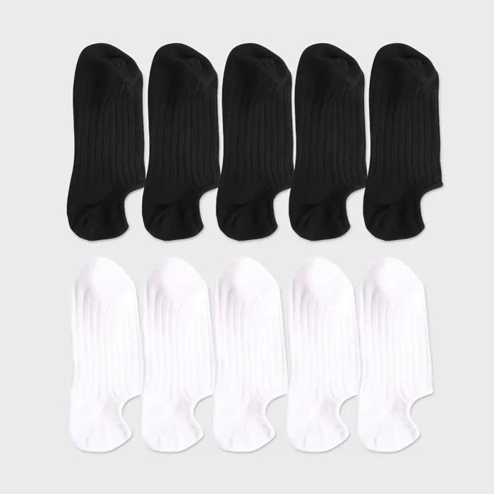 Daily No-show Socks (Black 5 + White 5 SET)