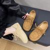 Mocassins français chaussures simples pour femmes daim mat à lacets chaussures Oxford pieds non fatigués semelles souples bout rond petites chaussures en cuir chaussures simples à lacets