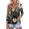 Women's Fashion Casual Printing Button-down Shirt 3/4 Long Sleeve Tops