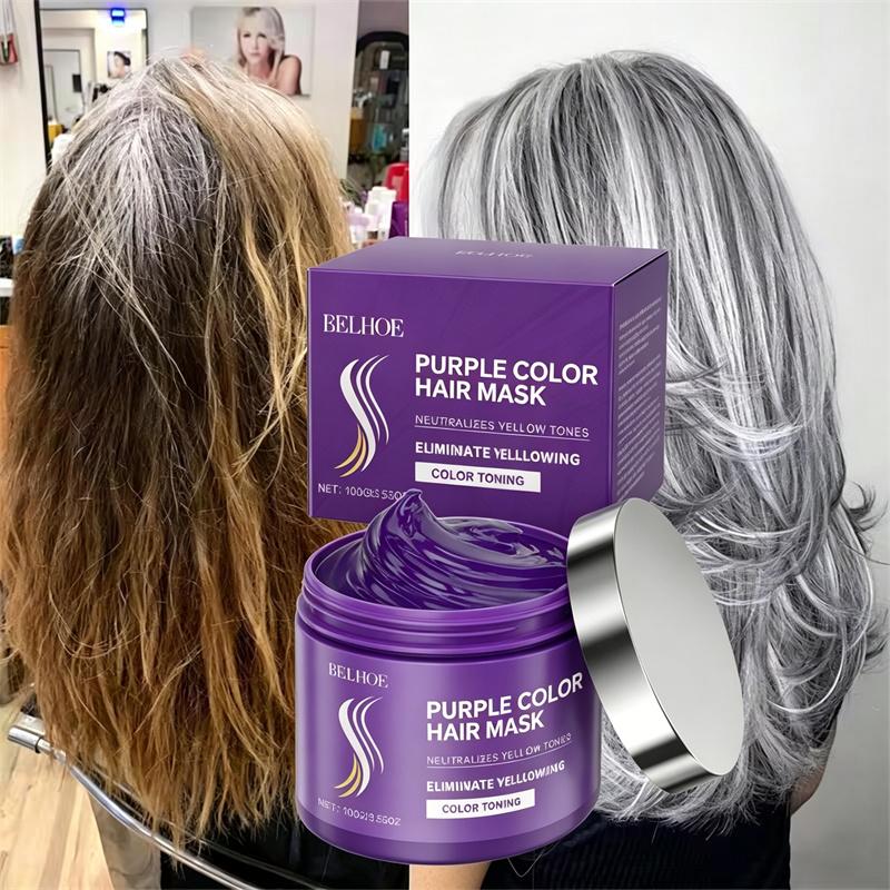 Farbfixierendes Haarfarben-Shampoo zum Abdecken grauer Haare, Gelbstich nach Blondierung, Haarshampoo, Nicht-reizendes Lila-Shampoo für Blond