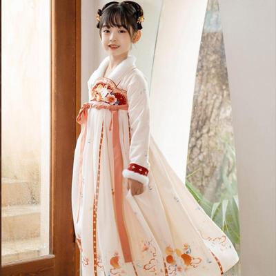 Hanfu kız Çin tarzı kumaş yaz elbisesi Antik Tang takım elbise süper peri kostüm küçük kız denizkızı prenses etek iç çamaşırı