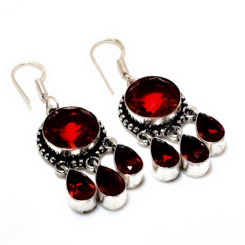 

Ювелирные серьги ручной работы с мозамбикским гранатом 925 пробы, посеребренные, 1,70 дюйма