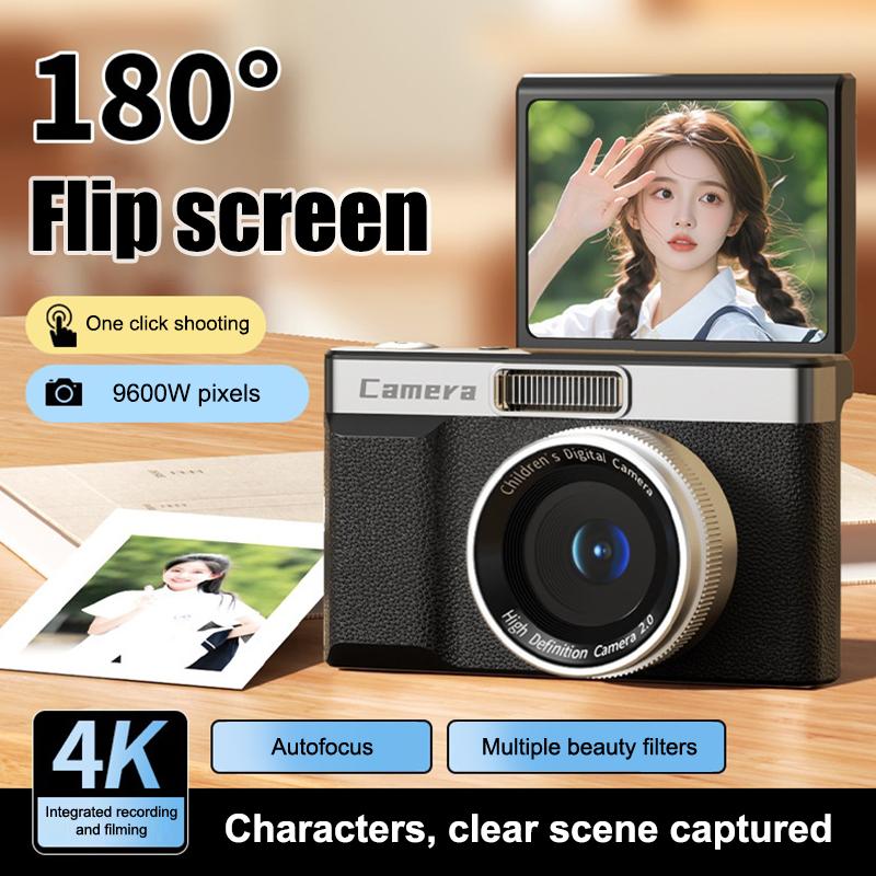 Ccd Digital Camera Travel 180°Flip Screen Selfie Camara 96Mp Autofocus 8X Zoom Entry-Level Kids Camara Portable Card Camera