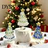Glass Ornaments for Winter Decor Glazed Christmas Tree Figurine, Pulled Wire Desk Decor, Festive Table Centerpieces Holidays Mini Holiday Tabletop