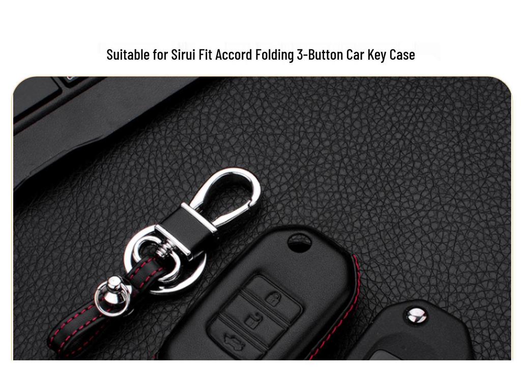 4D Genuine Leather Car Key Case for Honda Spirior, Fit, and Accord Folding Keys