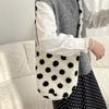 41 Color Polka Dot Plush Bag Lamb Wool Bucket Bag Large Capacity Shopping Bag One Shoulder Crossbody Underarm Bag