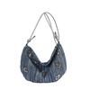 Niche flower sequined bag women's summer new denim bag fashion versatile commuter shoulder messenger bag