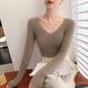 Women's V-Neck Cashmere Sweater - Loose Fit, Solid Color, Autumn/Winter Style