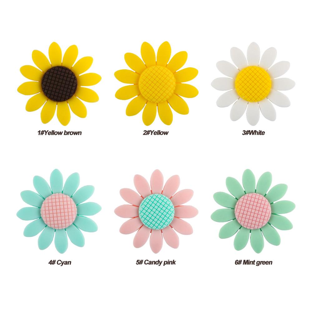 Kovict 10Pcs Silicone Focus Beads Sunflower Flower Bead For Jewelry Making DIY Keychains Necklace Bracelet Accessories