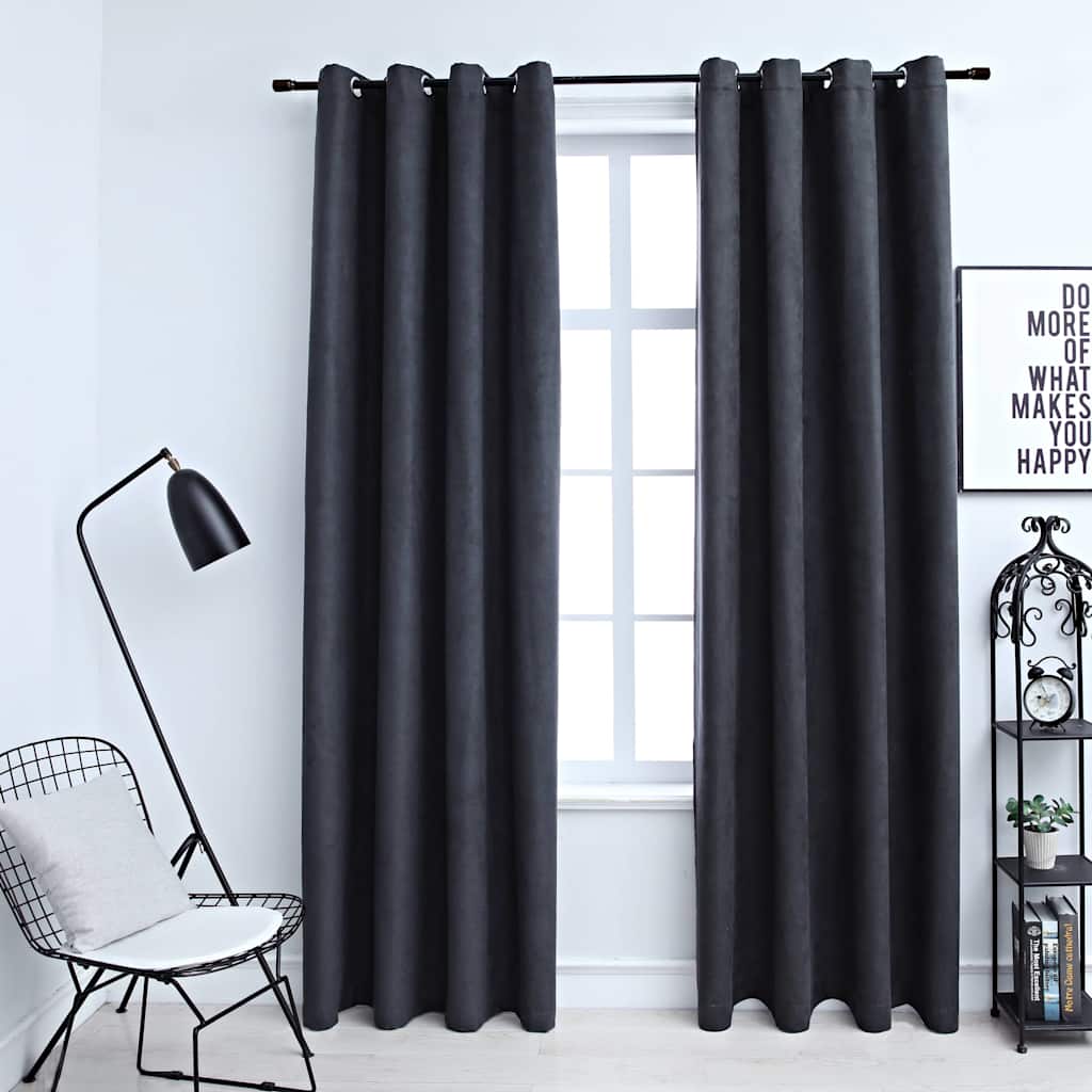 Vidaxl Blackout Curtains with Metal Eyelets, 2 Pcs., Anthracite