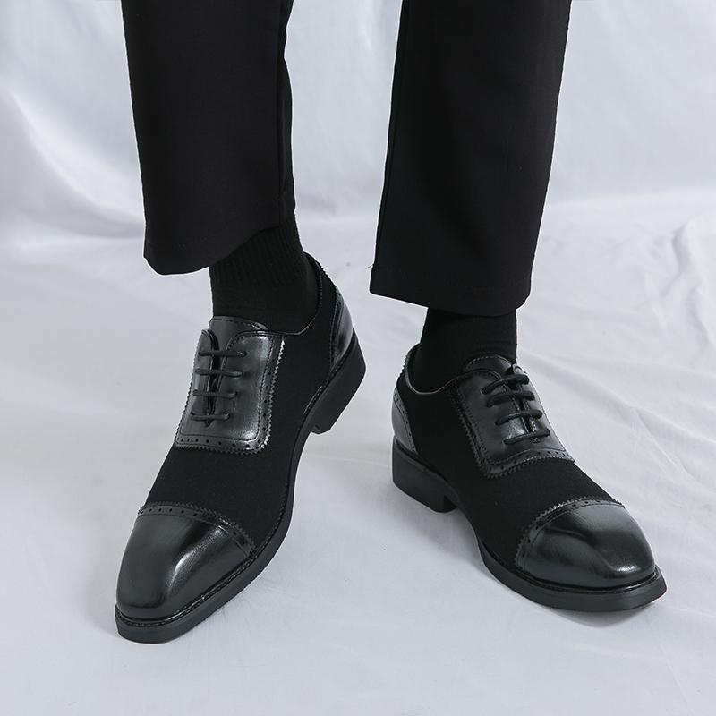 Daily Oxford Shoes Men PU Spliced Lace Up Low Heel Comfortable and Breathable Classic Business Formal Shoes Large 38-46