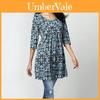 Elegant Plus Size Women Printing Long Sleeves Mini Dress T Shirt Tunic Autumn S-5xl