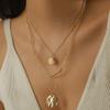 Chaîne de clavicule à disques métalliques superposés pour femmes, Collier multi-rangs, Bijoux empilables tendance style européen minimaliste Cadeau