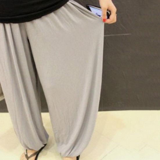 Men Pants Solid Color Elastic Waist Modal Casual Spring Trousers for Daily Wear