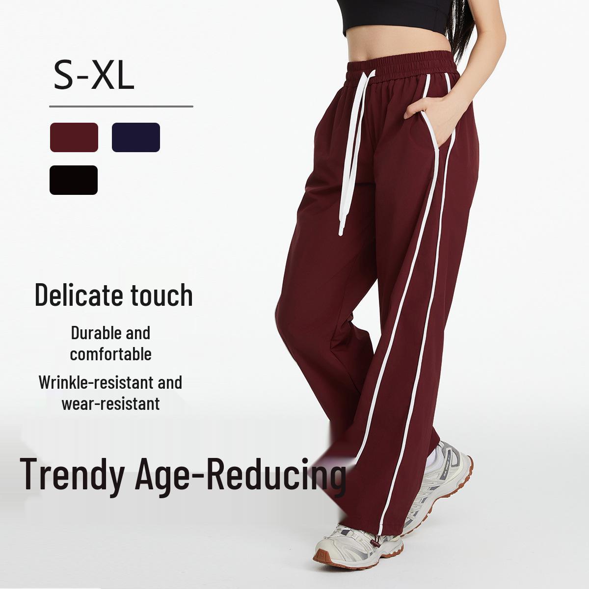 

Women s Windproof Wide-Leg Pants for Summer Hiking & Yoga S червоний