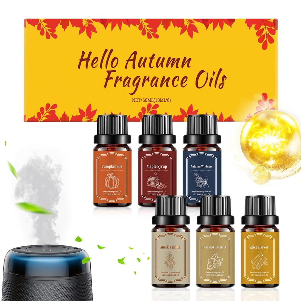 New 10ml Fall Scents For Candle Making 6pcs Cozy Fragrance Autumn Scented Diffuser OilsFor Air Purifier Candle Making Living