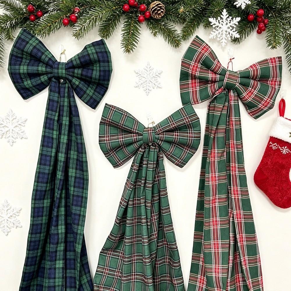 Plaid Large Christmas Bowknot 40x160cm Elegant Christmas Decorative Bow Creative Reusable Giant Ribbon Bowknot