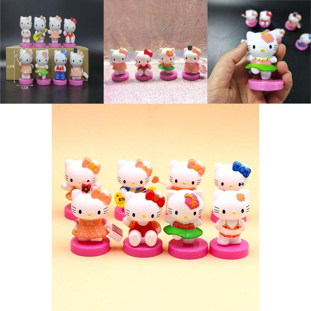 Hello Kitty Mini Figures Set Eight Piece Cute Cartoon Kt Miniatures Cake Toppers Gift
