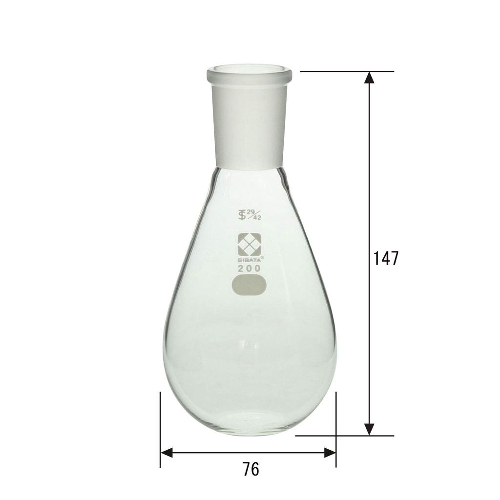 Shibata Scientific Common Ground Flat Bottom Eggplant Flask, 29/42mm, 200mL (005400-29200)