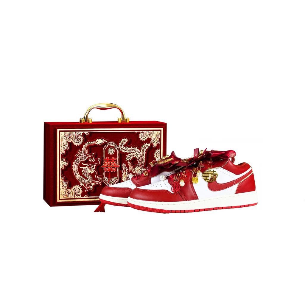 Jordan Air Jordan 1 GS Blooming Twin Flowers Slip Resistant Abrasion Resistant Low top Vintage Basketball Shoes Women's FJ3465-160(Team1274-S-BOX)