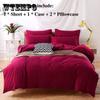 Bed Four Sets of Solid Color Simple Pillow Bed Sheets Are Set In Cases Home Bedding