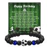 Football Inspired Elastic Bracelet Round Glass Beads Stretch Cord Comfortable Fashion Jewelry for Active Lifestyle
