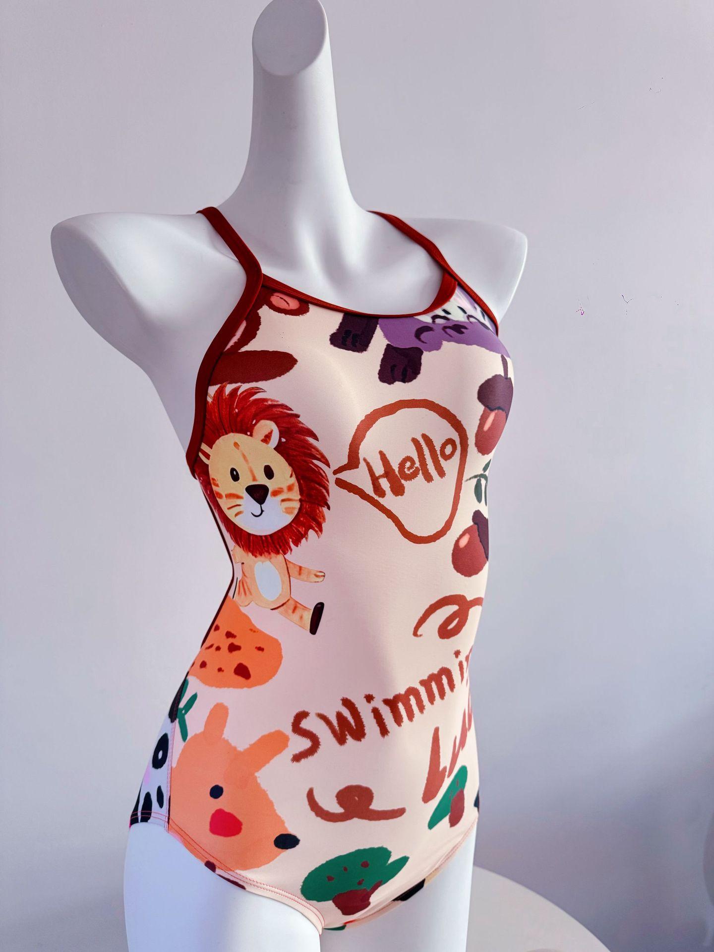 Swimsuit female senior sense cute girl thin lycra single-layer racing training one-piece swimsuit M
