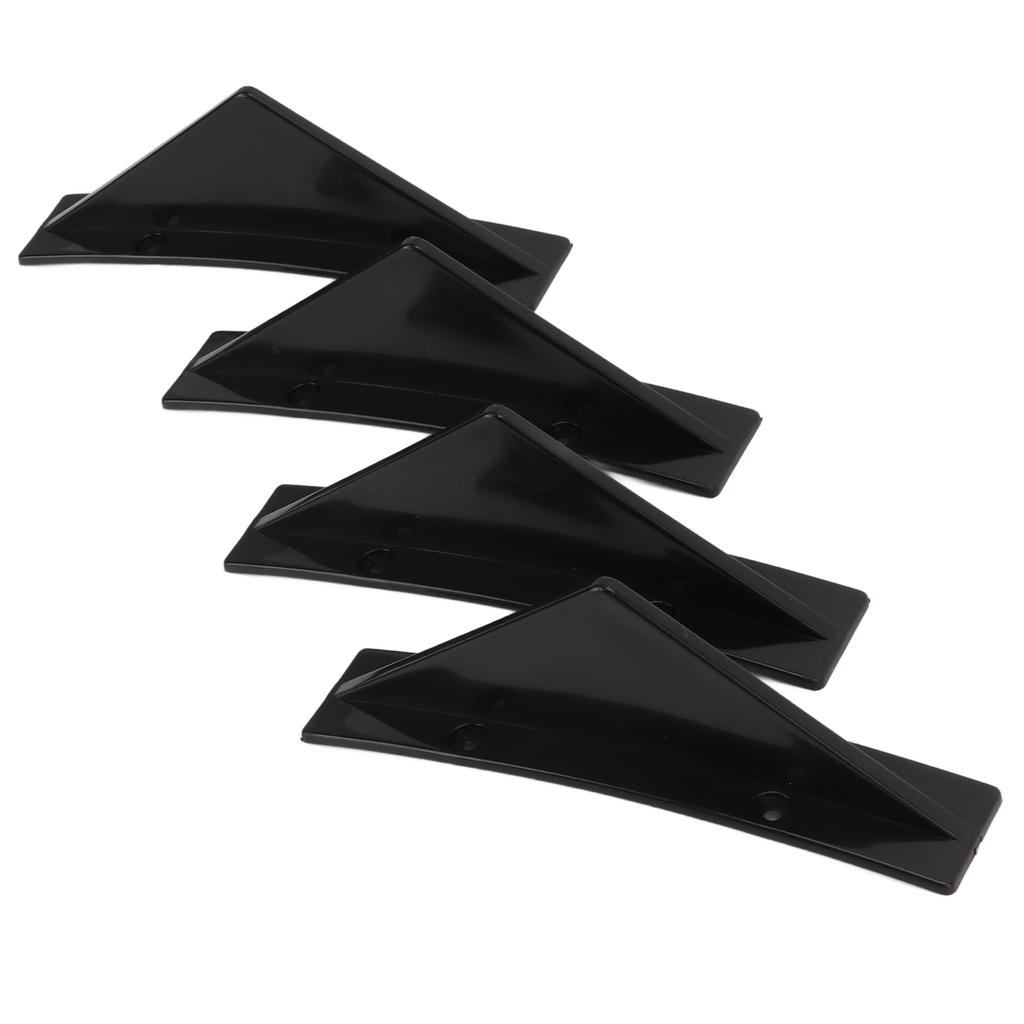 4pcs Rear Bumper Diffuser ABS Curved Glossy Black Spoiler Shark Fin Universal for Car