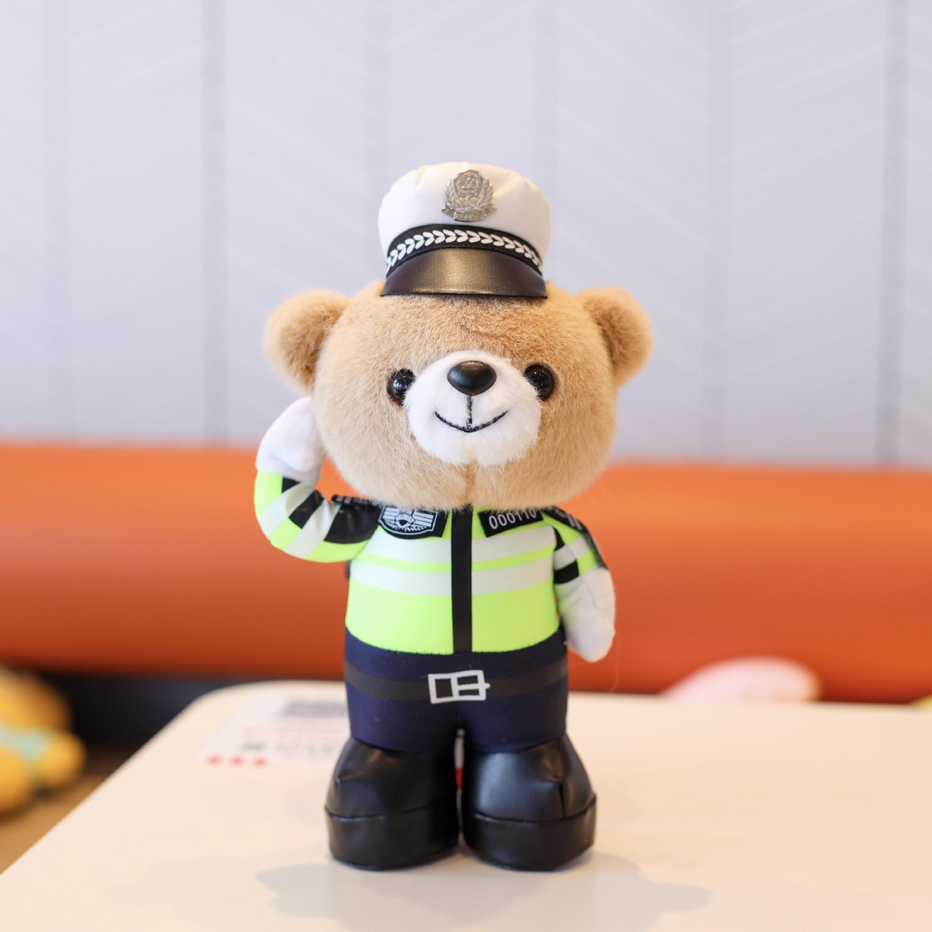 

Police Bear Doll Teddy Bear Traffic Police Bear Plush Toy Police Panda Doll Police Cycling Rag Doll 28CM