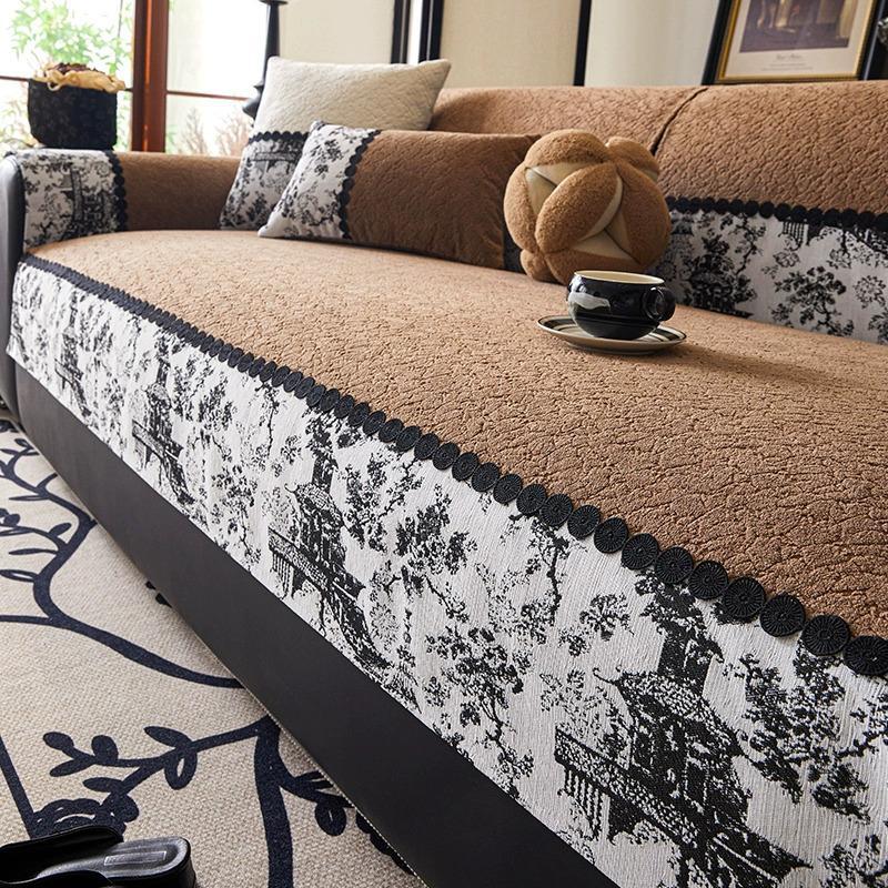 

New Chinese Sofa Cushion Universal In All Seasons New Non-Slip Seat Cushion Light Luxury High-End Sofa Cover Cover Cloth 70*70cm