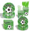 Ensemble de vaisselle sur le thème du football de la Coupe du Monde, fournitures de décoration pour fête d'anniversaire, assiettes en carton jetables, gobelets en carton, serviettes en papier, nappes
