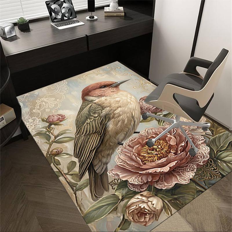 

1PC Bird Flowers Non-Slip Floor Carpet Compatible for Office&Living Room&Bedroom&Dining room - Soft & Pattern-G0393 60cm by 90cm